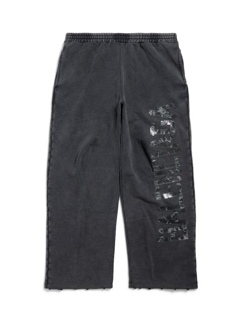 Men's Transparent Tape Baggy Pants in Faded Black/white