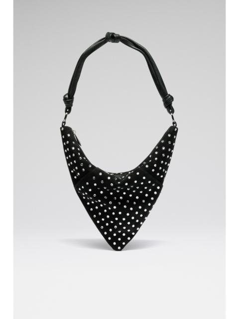 CAMERON SHOULDER BAG BLACK SUEDE AND WHITE CRYSTALS