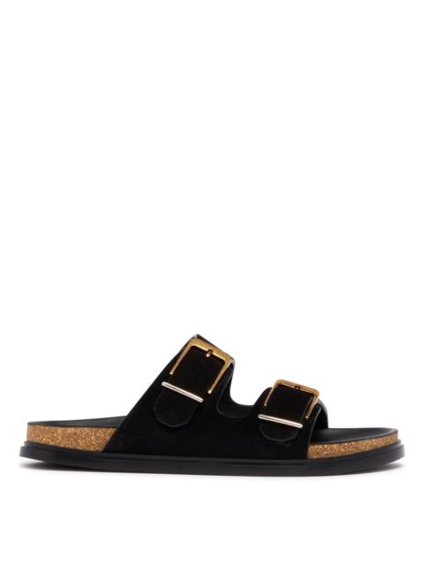 Black Buckle Slide Sandals