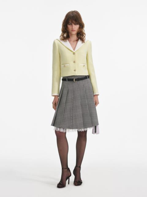 Yellow Boucle Contrast Collar Jacket