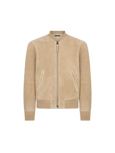 PERFORATED CASHMERE SUEDE BOMBER