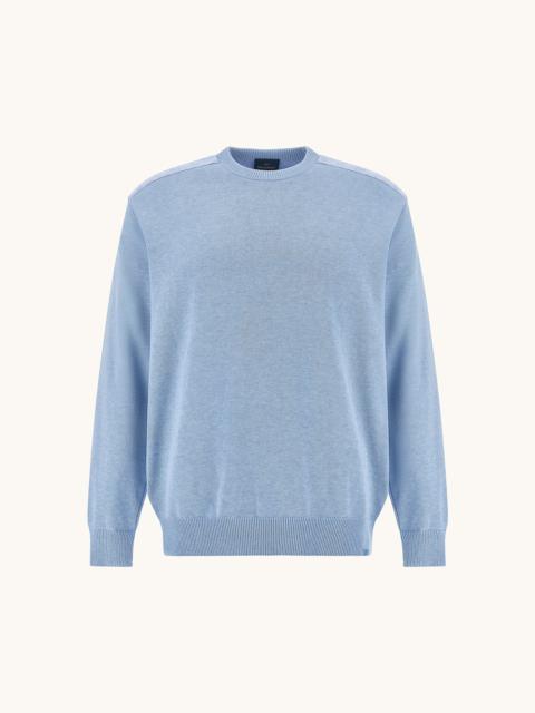 CREW‑NECK SWEATER IN FRESCO COTTON WITH LINEN DETAILS