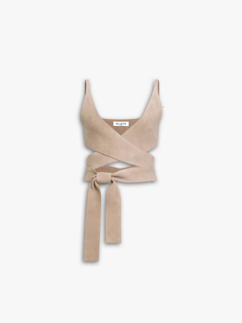 LEATHER CRISS CROSS TOP