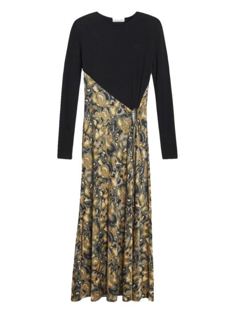 ribbed marbled midi dress