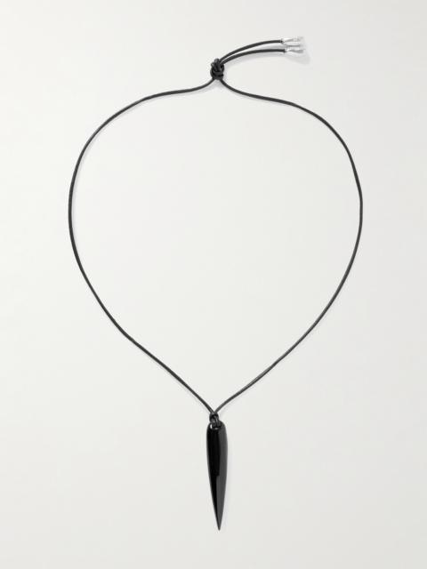 Spear Silver, Onyx And Cord Necklace