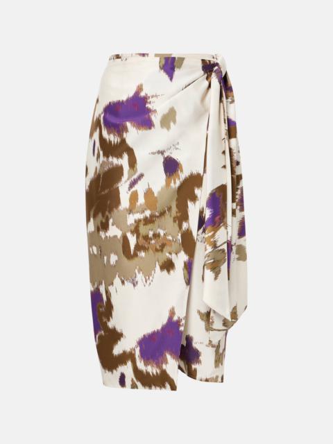 Dritto printed silk wrap skirt
