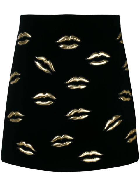 lip print mini A-line skirt