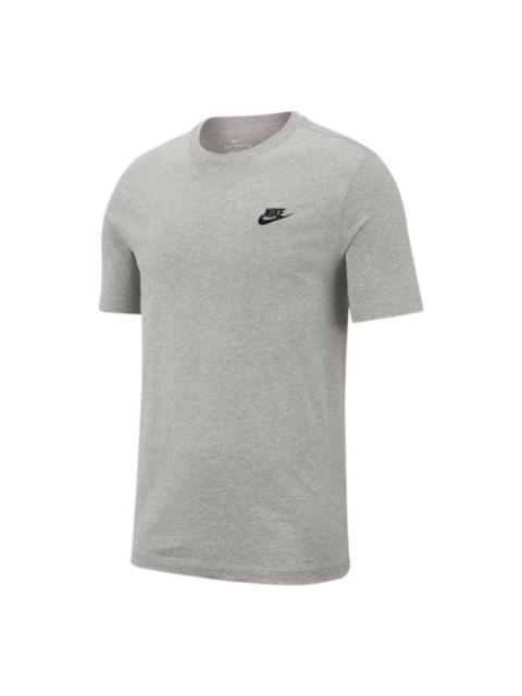 Men's Nike Embroidered Small Round Neck Short Sleeve Dark Grey T-Shirt AR4999-064