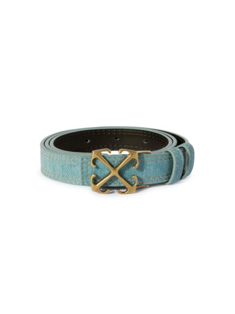 Light Blue Denim Leather Arrow Belt