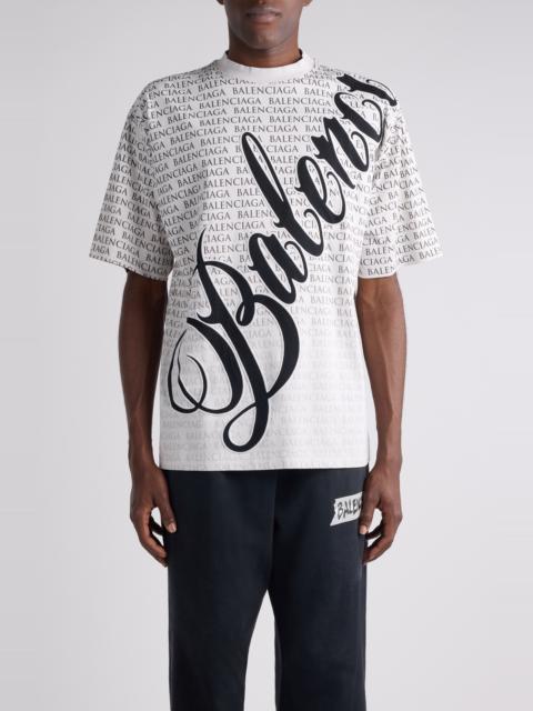 Balenciaga Medium Fit Big B Cursive Logo Graphic T-Shirt in Dirty White/Black at Nordstrom