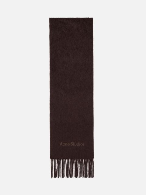 Wool logo scarf - Dark brown melange