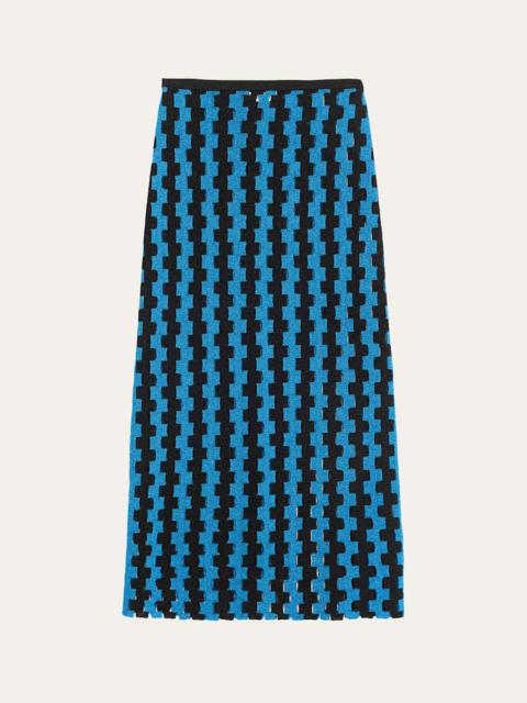 Marshall Metallic Open-Knit Maxi Skirt