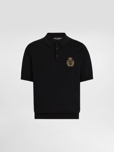 Cotton polo-shirt with heraldic patch