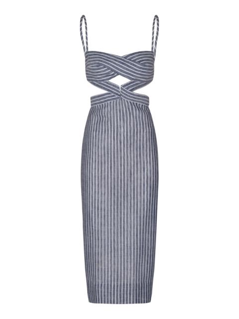 Recuerdos Cutout Midi Dress stripe