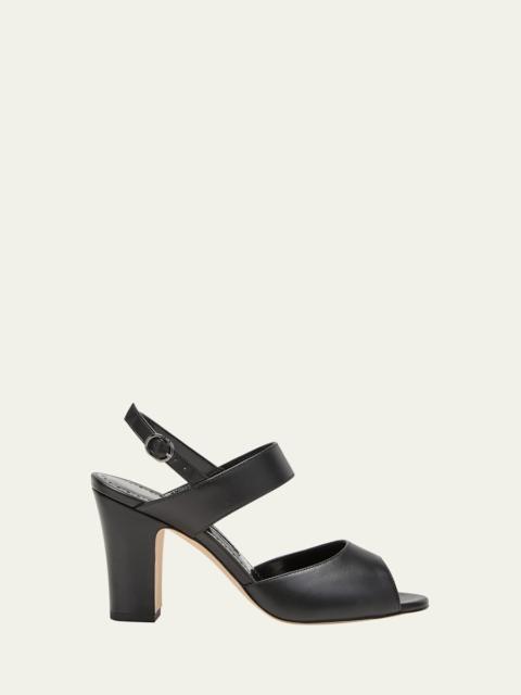 Khiko Leather Peep-Toe Slingback Sandals