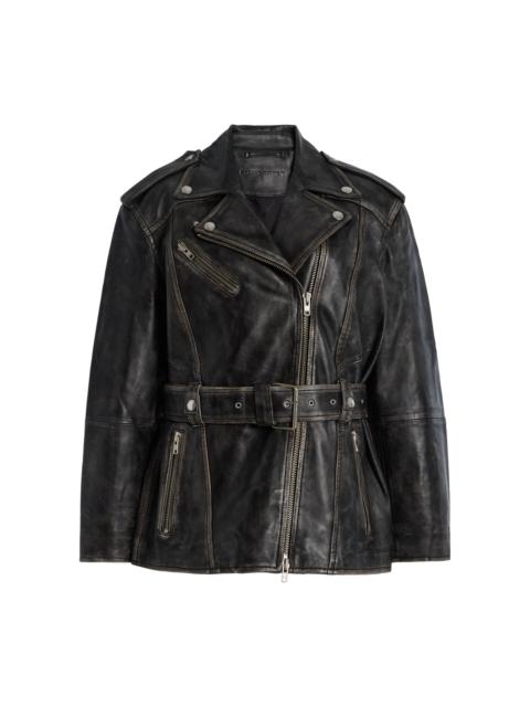 Leona Leather Biker Jacket black