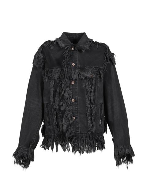 BLACK RAW-EDGE DENIM JACKET / BLK