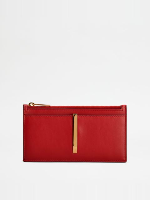 CARD HOLDER IN LEATHER - RED
