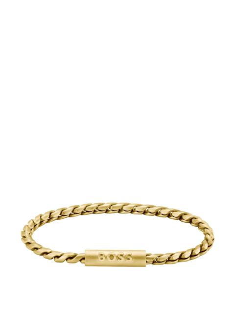 GOLD-TONE CUFF WITH BRAIDED CHAIN
