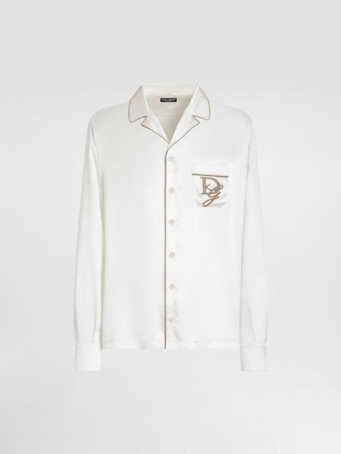 Silk vanity shirt with logo embroidery
