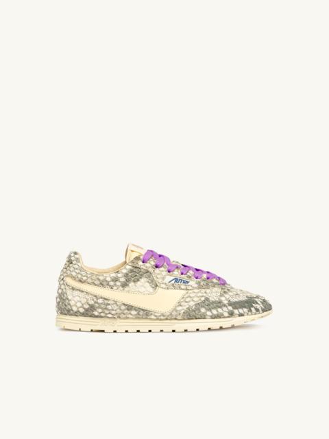 WINDSPIN SNEAKERS IN LEATHER WITH SNAKE DIAMOND PRINT COLOR ROCK AND RUTABAGA