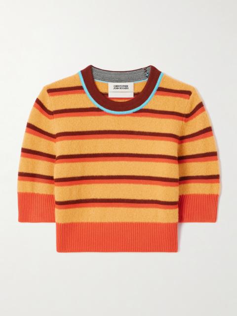 Striped Brushed Merino Wool-blend Sweater