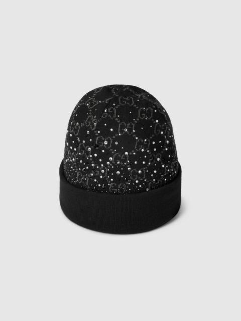 GG wool beanie hat with crystals