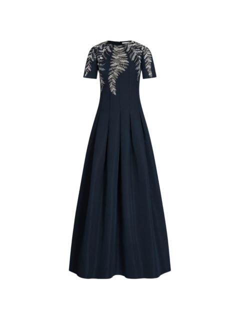 fern embroidered faille gown
