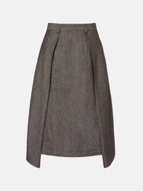 Wool and linen-blend midi skirt