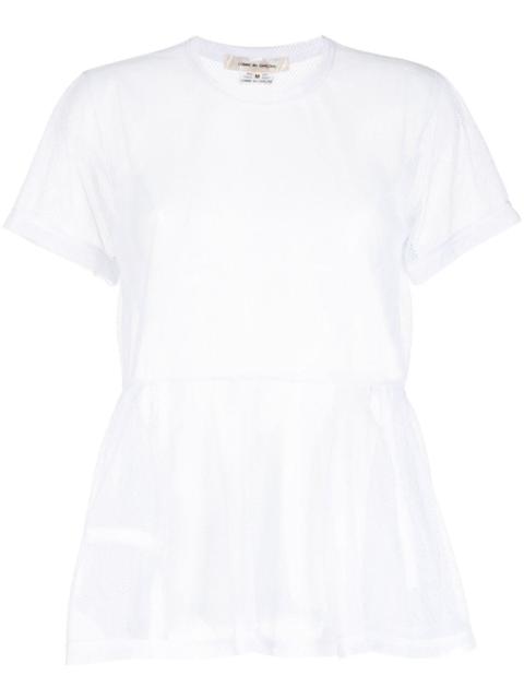 ruffle-hem mesh T-shirt