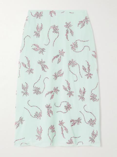Dafne Crystal-embellished Studded Chiffon Midi Skirt
