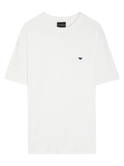 Emporio Armani Logo-embroidered Lyocell and Cotton-blend T-shirt