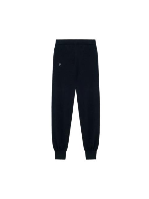 Womens Recycled Cashmere Track Pants - Black