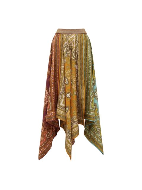 Clemenza Spliced Scarf Silk Skirt