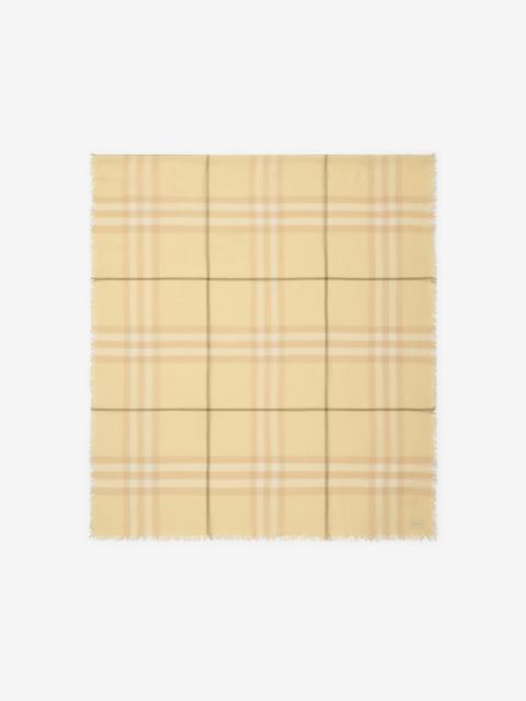 Wide Check Wool Scarf