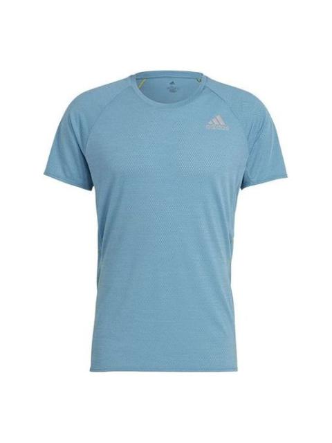 adidas Adi Runner Tee Training Sports Round Neck Short Sleeve Blue GJ9886