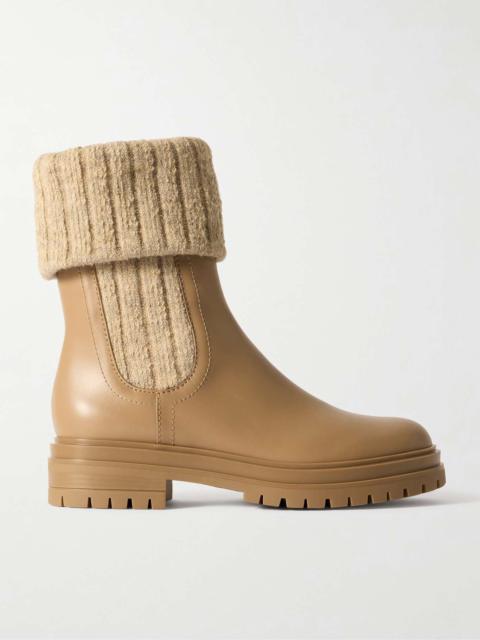 Tenney leather and ribbed-knit Chelsea boots
