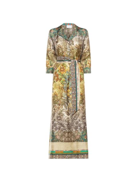 Aloe belted silk midi shirt dress