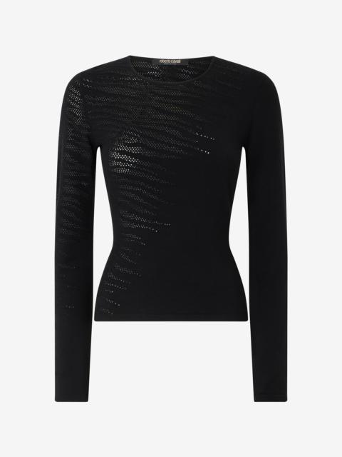Sweater With Openwork Tiger Skin Pattern