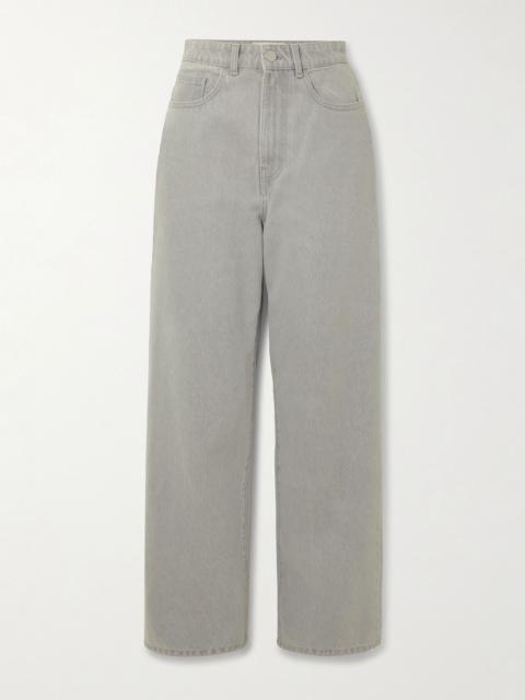 High-rise wide-leg jeans Light gray