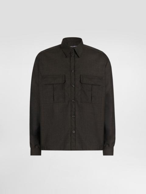 Virgin wool canvas shirt