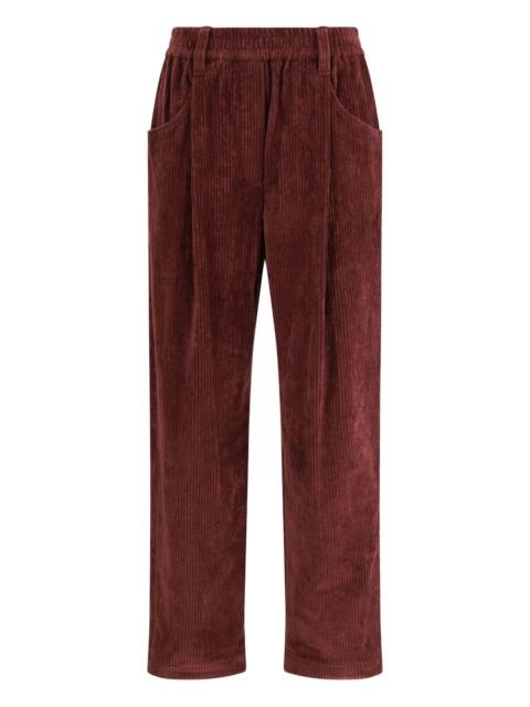 corduroy elastic-waist trousers