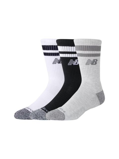 Unisex Active Lifestyle Striped Crew Socks 3 Pack