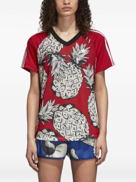 pineapple-print V-neck T-shirt