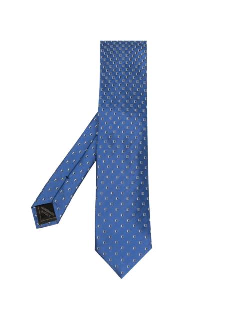 geometric-pattern silk tie