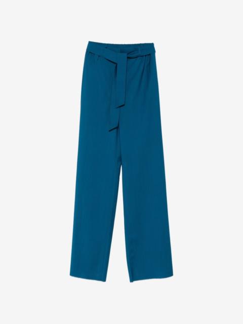 belted wide-leg wool trousers