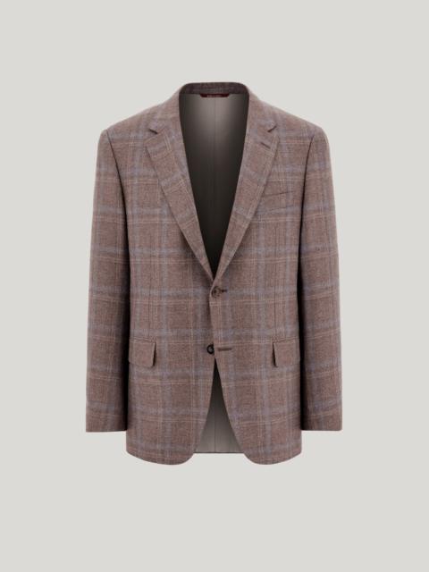 WALNUT AND LILAC SILK AND CASHMERE REGULAR-FIT OVERCHECK JACKET