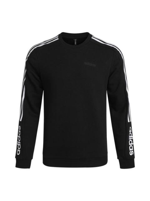 adidas neo M Basc Ss Printing Logo Sports Knit Round Neck Pullover Black H45108