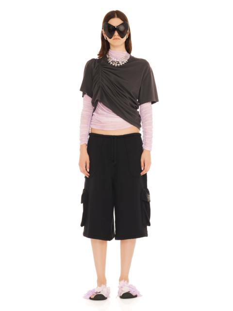 RHINESTONE BLACK CARGO SWEATSHORT