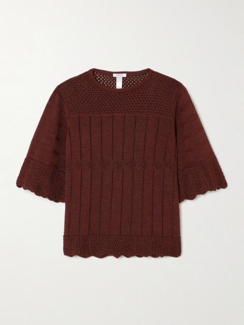Chimère Reverie open-knit cotton-blend top Chocolate